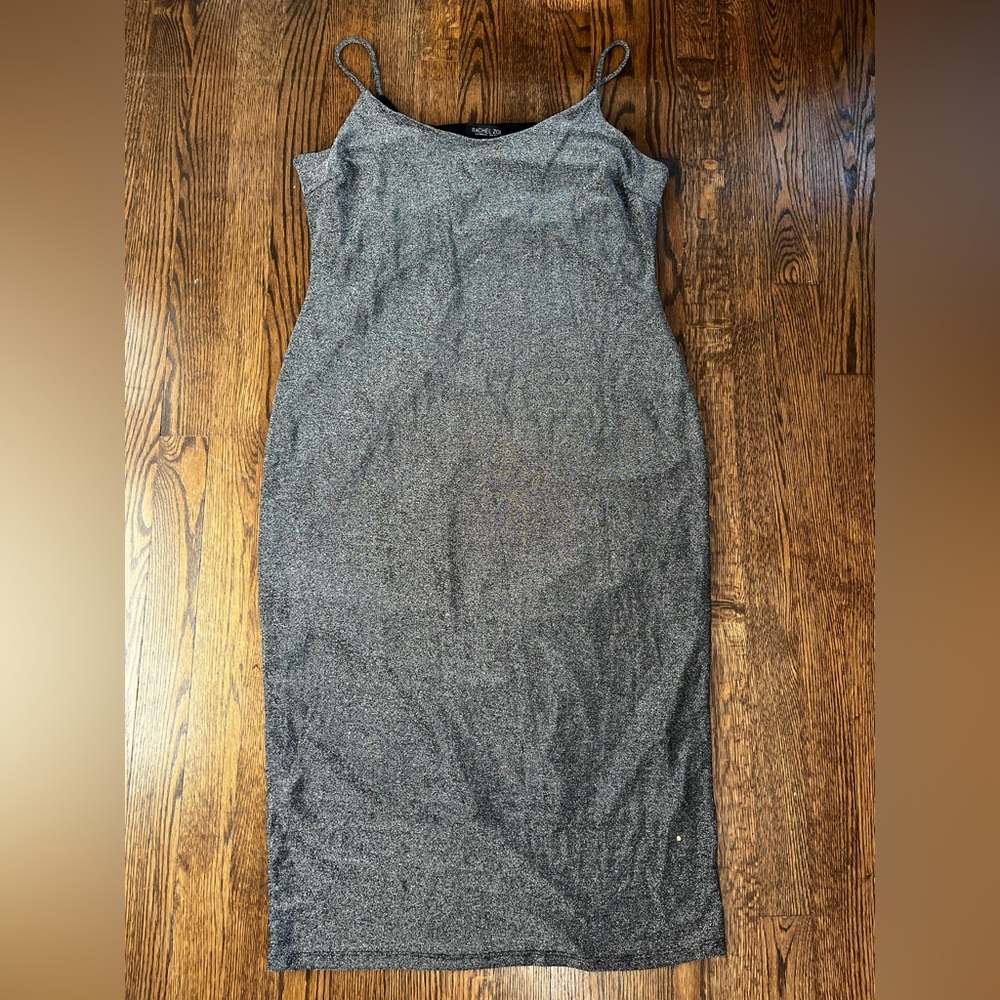 Rachel Zoe Charcoal Shimmery Midi Dress, Large